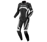 Bogotto Misano Combinaison en cuir de moto deux pièces pour femmes, Noir/Blanc, Taille 36