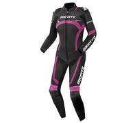 Bogotto Misano Combinaison en cuir de moto deux pièces pour femmes, noir-rose, taille 36