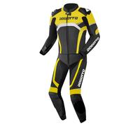 Bogotto Misano Combinaison moto deux pièces en cuir, Noir/Blanc/Néon jaune, Taille 54