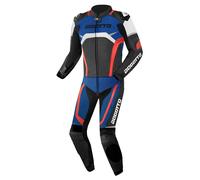 Bogotto Misano Combinaison moto deux pièces en cuir, noir-blanc-rouge-bleu, taille 52 pour homme