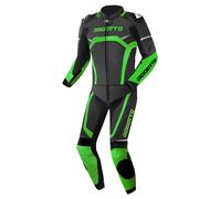 Bogotto Misano Combinaison moto deux pièces en cuir, noir-vert, taille 52 pour homme