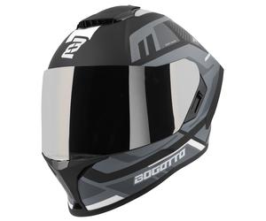 Bogotto Phantom Codex Casque en fibre de verre, Noir/Gris/Blanc, Taille XL