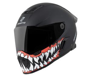 Bogotto Rapto Jaws Casque, Noir/rouge mat, Taille 2XL