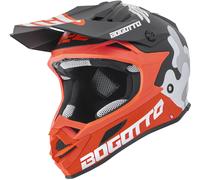 Bogotto V328 Camo Casque de motocross en fibre de verre, noir-blanc-orange, taille M pour homme