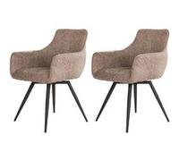 Boha - lot de 2 fauteuils pivotants - en tissu bouclette sable - Sable Sable
