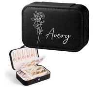 Bohaluo Personnalisée Boite a Bijoux avec Nom, Petite Boîte à Bijoux de Voyage Personnalisée Cadeau Femme Fille, Boîte à Bijoux Voyage Rangement Bijou pour Collier Boucle d'oreille Bracelets