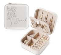 Bohaluo Personnalisée Boite a Bijoux avec Nom, Petite Boîte à Bijoux de Voyage Personnalisée Cadeau Femme Fille, Boîte à Bijoux Voyage Rangement Bijou pour Collier Boucle d'oreille Bracelets