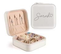 Bohaluo Personnalisée Boite a Bijoux avec Nom, Petite Boîte à Bijoux de Voyage Personnalisée Cadeau Femme Fille, Boîte à Bijoux Voyage Rangement Bijou pour Collier Boucle d'oreille Bracelets