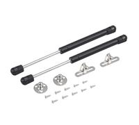 Bohaner Lot de 2 vérins à gaz 150 N, charnières de porte d'armoire avec mécanisme de levage à ressort, support de barre de maintien pour placard boîte de cuisine - Pression de 150 N (Noir 150 N)