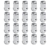 Bohaner Lot de 20 écrous de roue hexagonaux M12 x 1,5 19 mm en alliage chromé à extrémité fermée M12 x 1,5 compatibles avec la plupart des Ford Focus, Fiesta, Fusion, Escort, Cougar C-Max, argenté