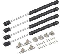 Bohaner Lot de 4 charnières de porte d'armoire avec vérin à gaz 100 N, barre de support à vérin à gaz noir, ressort à charnière à élévation pour placard de cuisine, boîte à pression 100 N