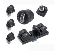 Bohaner Lot de 6 interrupteurs de lève-vitre pour VW Jet.t/a Golf GTI MK5 MK6 Passat CC 3C Tiguan Chromé 5ND959857 5ND959855 5ND941431B 5ND959565A