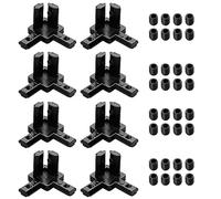 Bohaner Lot de 8 raccords d'angle à 3 voies - En aluminium extrudé - Pour rainure 2020 - Avec vis sans tête M4 - Noir