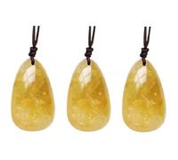 Bohany 3X Collier De Citrine,Roche De Citrine Brute,Pendentif En Pierre,Saint Valentin,Pierre De Chakra Du Plexus Solaire,pierre De Prospérité De Citrine,Bijoux D'anniversaire Cadeaux Pour Femme