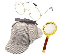 Bohany Accessoires de Déguisement Detective | Accessoires Cosplay Détective, Costume Cosplay, Chapeau Lunettes Loupe pour Femmes Hommes Garçons Filles Fête Halloween Spectacle Noël,Fête d