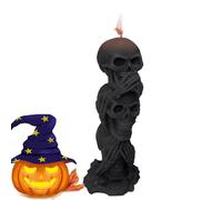 Bohany Bougie tête de squelette, bougie « Hear No Evil See No Evil Speak » - Bougies décoratives pour Halloween - 3 têtes de mort - Bougies à thème décoratif pour la maison