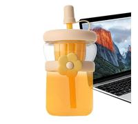 Bohany Bouteille en verre - Bouteille en verre avec couvercles - Grande gourde avec couvercle et paille, tasse à café anti-fuite pour boissons, lait, café, thé, soda