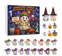 Bohany Calendrier de l'Avent d'Halloween - 24 boîtes - Motif compte à rebours d'Halloween - Ornement en acrylique 2D pour la décoration pour filles et adultes ainsi que pour arbre et fête