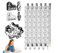 Bohany Crayons en bois - Crayons de musique avec gommes de piano - Matériel scolaire amusant avec thème musical pour écrire, dessiner, croquis, cours de mathématiques, élèves primaires