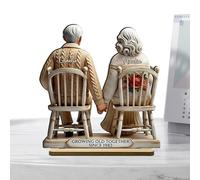 Bohany Figurine Couple Vieillir - Sculptures En Bois Vieillir - Ornement Romantique En Bois Symbole D'Amour Éternel Pour Petite Amie Épouse Mari Mère