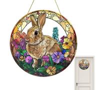 Bohany Ornements de Pâques pour arbre, décorations pendantes avec lapin | Impressions de lapins et d'œufs Ornements de lapin en acrylique 2D | Pendentif décoratif de Pâques avec chaîne de porte