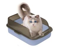 Bohany ouvrez la litière pour chat, boîte à litière pour chat, couvercle anti-odeurs ouvert pour chat Pan, face anti-fuite avec bac à litière surélevé, litière facile à nettoyer pour chatons