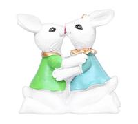 Bohany Statue de jardin en forme de lapin, sculpture de couple de lapin mignon - Figurine d'animal de Pâques en résine, 7,5 cm, petite statue de lapin sculptures et statues de jardin pour cour pelouse