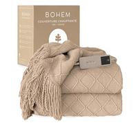 BOHEM Couverture Chauffante Électrique 180x130 cm - 9 Niveaux de Chaleur, Minuterie 1-9h, Arrêt Automatique - Grande Plaid Chauffante Beige, Lavable en Machine pour Canapé et Lit