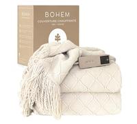BOHEM Couverture Chauffante Électrique 180x130 cm - 9 Niveaux de Chaleur, Minuterie 1-9h, Arrêt Automatique - Grande Plaid Chauffante Beige, Lavable en Machine pour Canapé et Lit
