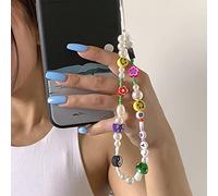 Bohème Anti-Perte Dragonne de Téléphone Portable,Fruit du Visage Souriant en Perles avec Pendentif Bracelet Lanière,Acrylique Charme Porte-clés Lanière Tour de Poignet Cordon Strap pour Femmes Filles