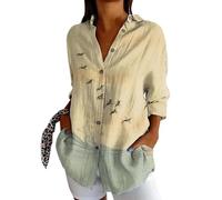 Bohème Chemisier Femme Manche Longue à Boutons imprimé Ethnique Chemise Long Femme Grande Taille Blouse Chic et élégant Fluide Exotique Tunique Ample Casual Vintage Folklore Tops