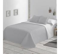 BOHEME Couvre-lit d'été réversible en microfibre grise pour lit de 150 cm, léger, respirant et à séchage rapide, idéal pour la mi-saison 250 x 270 cm