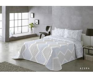 BOHEME Couvre-lit imprimé réversible Azura bleu pour lit de 180 cm, léger, respirant et à séchage rapide, idéal pour la mi-saison 270 x 270 cm