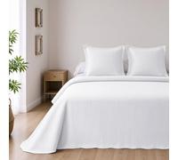 BOHEME Couvre-lit réversible en microfibre blanche pour lit de 135 + 2 housses de coussin
