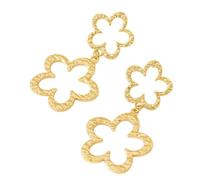 Bohème Double 3D creux fleur boucles d'oreilles pour les femmes-grande déclaration florale Dangle Drop bijoux, élégant Chic Boho boucles d'oreilles pour mariage et fête