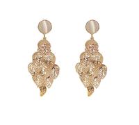 Bohème feuille d'or boucles d'oreilles avec oeil de chat Pierre Accent Vintage déclaration bijoux pour les femmes, léger fête et usure quotidienne
