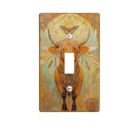 Bohème Highland Cow Plaque de protection pour interrupteur/prise de courant, décoration rustique marron chaud pour accents muraux, plaques murales thermoplastique, taille standard simple