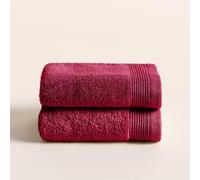 BOHEME Lot de 2 serviettes de toilette Harmony | Framboise | 30 x 50 cm | 100 % coton Zero Twist | 600 g/m² | Douces, absorbantes et à séchage rapide | Lavables en machine | Utilisation quotidienne