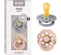 Boheme Lot De 2 Tétines. Sans Bisphénol A. Téterelle Ronde,Latex De Caoutchouc Naturel,Taille 1 (0-6 Mois),Cloud/Blush