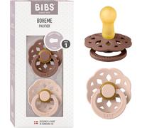 Boheme Lot De 2 Tétines. Sans Bisphénol A. Téterelle Ronde,Latex De Caoutchouc Naturel,Taille 1 (0-6 Mois),Woodchuck/Blush
