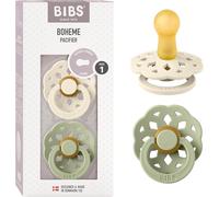 Boheme Lot De 2 Tétines. Sans Bisphénol A. Téterelle Ronde,Latex De Caoutchouc Naturel,Taille 1 (0-6 Mois),Ivory/Sage