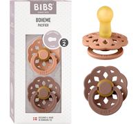 Boheme Lot De 2 Tétines. Sans Bisphénol A. Téterelle Ronde,Latex De Caoutchouc Naturel,Taille 2 (6-18 Mois),Peach/Woodchuck