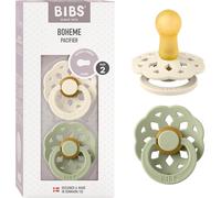 Boheme Lot De 2 Tétines. Sans Bisphénol A. Téterelle Ronde,Latex De Caoutchouc Naturel,Taille 2 (6-18 Mois),Ivory/Sage