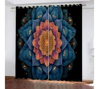 Bohême Rideau Occultant Oeillet Polyester 3D Chambre Rideaux Thermique Isolant Anti Froid Fleurs Art Rideau Chambre Enfant Ado Fille Garcon （234x183 cm）