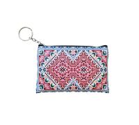 Bohème Style PU Leather Key Ring Wallet - Vintage Mini Purse for Women, Rose rouge., Taglia Unica