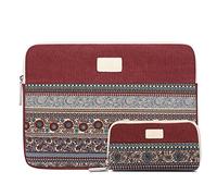 Bohème Style Toile Ordinateur Portable Housse Pochette 15,6" MacBook Pro 15" Sac pour Accessoires Vin Rouge