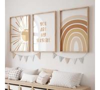 Bohême Tu Es Mon Rayon De Soleil Activement Impression Sur Toile Soleil Arc-En-Ciel Chambre D'Enfant Art Mural Affiche Pour Salon Moderne Chambre Décoration D'Intérieur 30X40Cmx3Pcs Sans Cadre