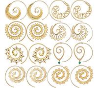 Bohème Vintage Boucles d'Oreilles Créoles et Tribales en Spirale - 8 Paires, Or