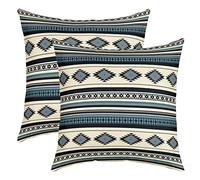 Bohèmes Décoratif Lot De 2 Housse de Coussin Géométrie Diamants Taie d'oreiller 40x40cm Doux pour Bohemia Style Taie Oreiller Chambre Décor Bleu Vert Housse Coussins