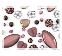 Bohemia Crystal Valley - 45+ pcs (60g) de Mélange de Perles en Verre avec Fleur et Papillon, PG Rose Violet - Fuchsia, Pink, Purple